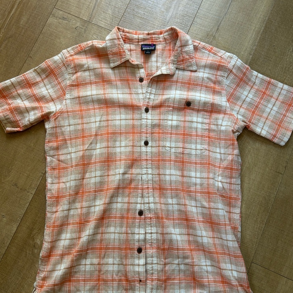 Patagonia Men's Casual Orange Plaid Shirt